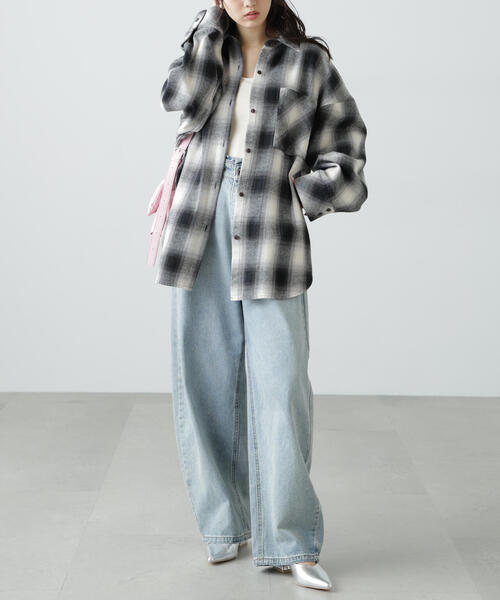 FREE'S MART（フリーズマート）の「◆ヴィンテージ風チェックオーバーシャツ（シャツ/ブラウス・レディース・グリーン系その他3/ワイン/ブラウン系その他/ブラック系その他・FREE）」の8枚目の写真