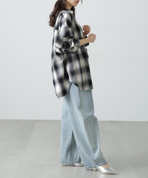 FREE'S MART（フリーズマート）の「◆ヴィンテージ風チェックオーバーシャツ（シャツ/ブラウス・レディース・グリーン系その他3/ワイン/ブラウン系その他/ブラック系その他・FREE）」の7枚目の写真