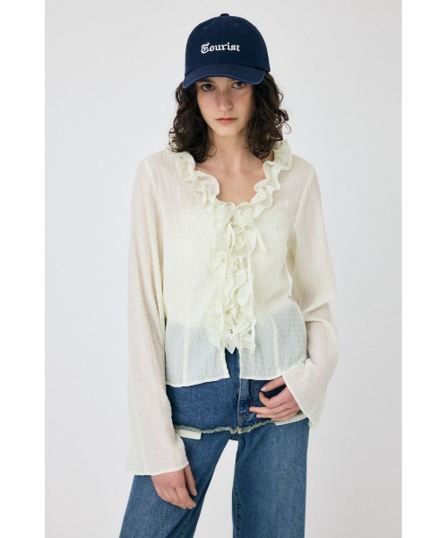 MOUSSY（マウジー）の「LACE UP RUFFLE ブラウス（シャツ/ブラウス・レディース・オフホワイト/ブラック系その他/チャコールグレー・FREE）」の17枚目の写真