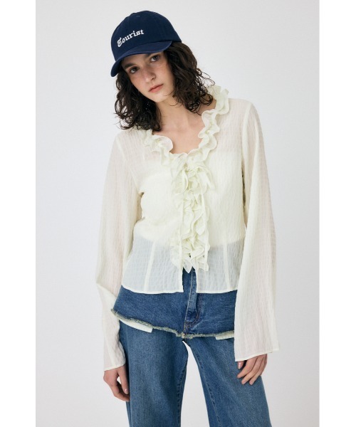 MOUSSY（マウジー）の「LACE UP RUFFLE ブラウス（シャツ/ブラウス・レディース・オフホワイト/ブラック系その他/チャコールグレー・FREE）」の21枚目の写真
