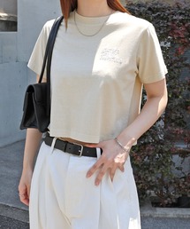 ピグメント加工ANMEエンブロイダリーロゴミニTシャツ