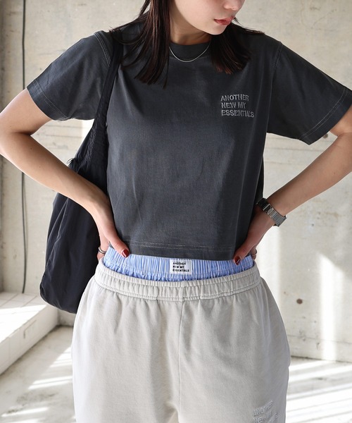 ANME(アンメ)の「ピグメント加工ANMEエンブロイダリーロゴミニTシャツ(Tシャツ/カットソー・レディース・ベージュ/ネイビー/オフホワイト/ブラック・M/L)」の6枚目の写真
