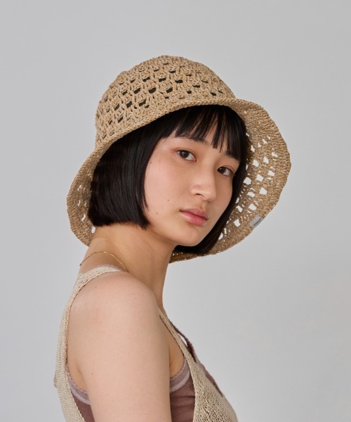 OVERRIDE（オーバーライド）の「OVERRIDE  PAPER CROCHET TILE TULIP / オーバーライド（ハット・レディース・ブルー/ピンク/ベージュ・58cm）」の19枚目の写真