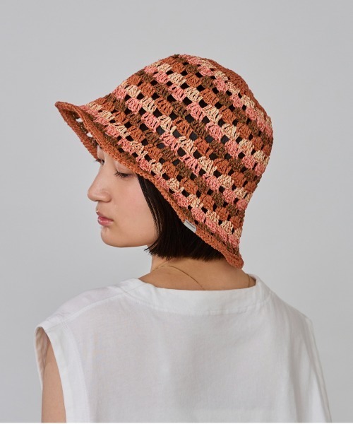 OVERRIDE（オーバーライド）の「OVERRIDE  PAPER CROCHET TILE TULIP / オーバーライド（ハット・レディース・ブルー/ピンク/ベージュ・58cm）」の8枚目の写真