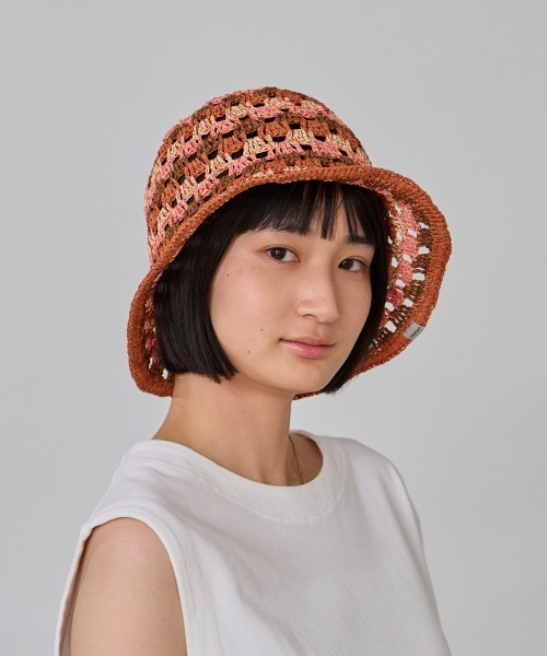 OVERRIDE（オーバーライド）の「OVERRIDE  PAPER CROCHET TILE TULIP / オーバーライド（ハット・レディース・ブルー/ピンク/ベージュ・58cm）」の9枚目の写真