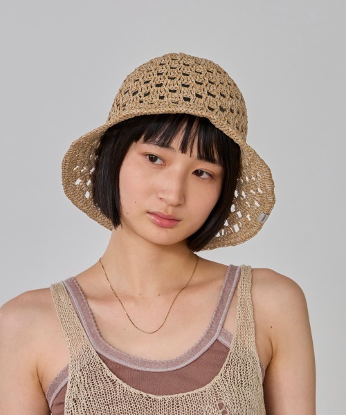 OVERRIDE（オーバーライド）の「OVERRIDE  PAPER CROCHET TILE TULIP / オーバーライド（ハット・レディース・ブルー/ピンク/ベージュ・58cm）」の22枚目の写真