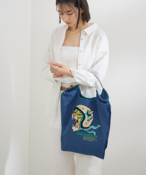 Ball&Chain(ボールアンドチェーン)の「【KATHARINE ROSS】Ball&Chain 撥水 刺繍トートバッグ レギュラーサイズ(トートバッグ・レディース・チャコールグレー/ベージュ/ネイビー/ブルー・MEDIUM)」の11枚目の写真