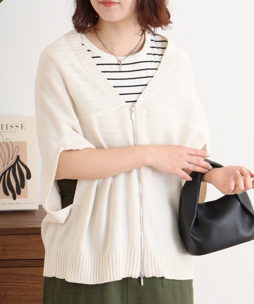 FUNALIVE(ファンアライブ)の「RELACLO select 7G変形WZIPベスト(ベスト・レディース・アイボリー/モカ/グレー/ブラック・M)」の2枚目の写真