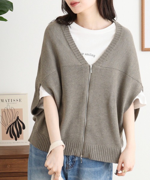 FUNALIVE(ファンアライブ)の「RELACLO select 7G変形WZIPベスト(ベスト・レディース・アイボリー/モカ/グレー/ブラック・M)」の4枚目の写真