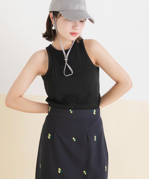 rectangle(レクタングル)の「カップ付きアメスリタンクトップ(タンクトップ・レディース・ブラック/アイボリー/ブルー/オフホワイト・FREE)」の4枚目の写真