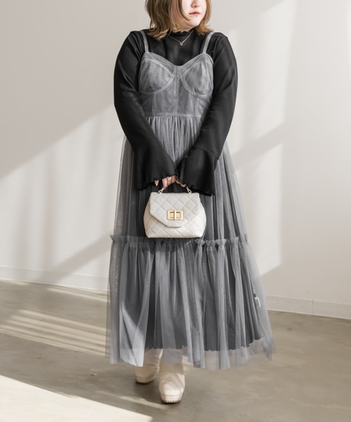 CLETTEオリジナル★インナーセットチュールキャミワンピース インナー付きチュールキャミワンピースセット（ワンピース