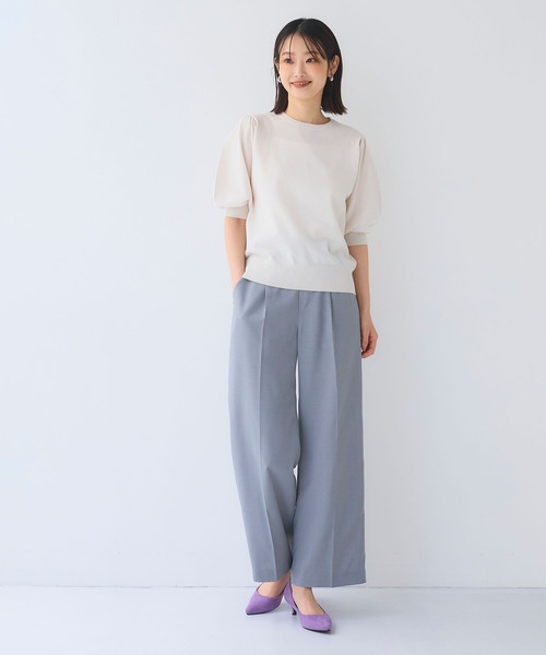 CROSS FUNCTION（クロスファンクション）の「《洗える》サマ美え 冷感麻調ワイドパンツ【CF/クロスファンクション】（スラックス・レディース・アイボリー/グレー/ブラウン・M/LL/L）」の18枚目の写真