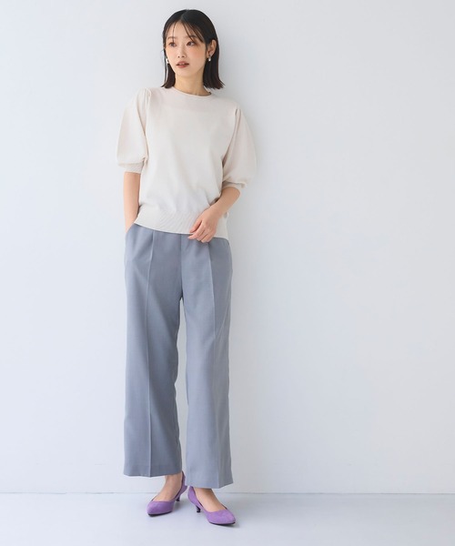 CROSS FUNCTION（クロスファンクション）の「《洗える》サマ美え 冷感麻調ワイドパンツ【CF/クロスファンクション】（スラックス・レディース・アイボリー/グレー/ブラウン・M/LL/L）」の19枚目の写真