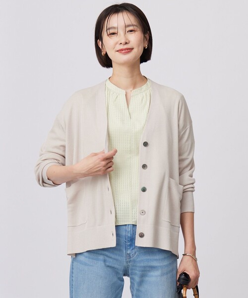 J.PRESS Ladies(J.プレス レディス)の「【洗える】Vis/Peスパーク ニット カーディガン(カーディガン/ボレロ・レディース・ベージュ系/サックスブルー系/ネイビー系/アイボリー系・SMALL)」の1枚目の写真