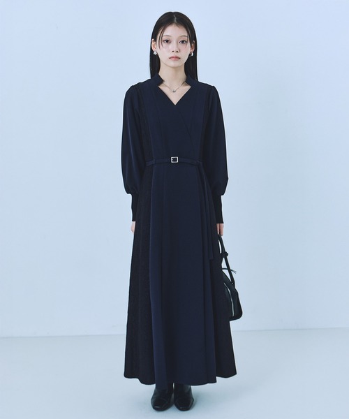 UNITED TOKYO（ユナイテッドトウキョウ）の「【残りわずか！】レースドッキングカシュクールワンピース｜オケージョン/春服（ワンピース・レディース・ネイビー/ブラック・1/2）」の17枚目の写真