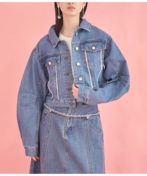 Settimissimo（セッティミッシモ）の「タックスリーブ ショート丈 デニム Gジャン（デニムジャケット・レディース・ブルー/インディゴブルー・FREE）」の2枚目の写真