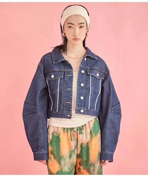 Settimissimo（セッティミッシモ）の「タックスリーブ ショート丈 デニム Gジャン（デニムジャケット・レディース・ブルー/インディゴブルー・FREE）」の3枚目の写真