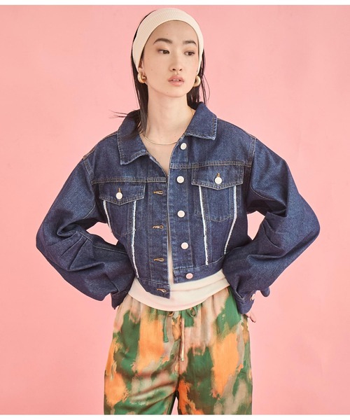 Settimissimo（セッティミッシモ）の「タックスリーブ ショート丈 デニム Gジャン（デニムジャケット・レディース・ブルー/インディゴブルー・FREE）」の4枚目の写真