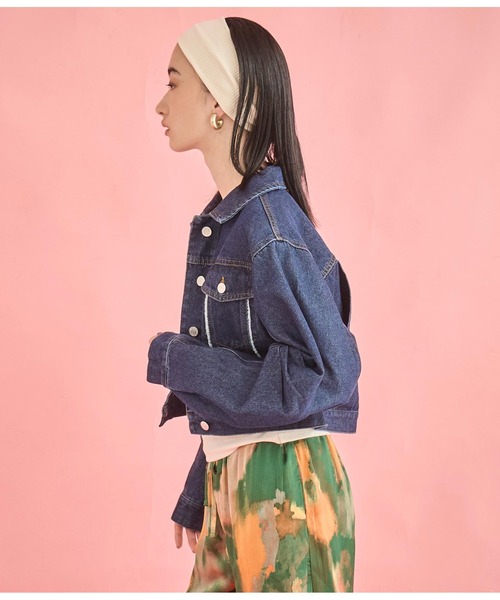 Settimissimo（セッティミッシモ）の「タックスリーブ ショート丈 デニム Gジャン（デニムジャケット・レディース・ブルー/インディゴブルー・FREE）」の5枚目の写真