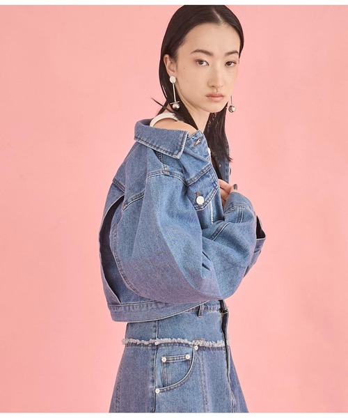 Settimissimo（セッティミッシモ）の「タックスリーブ ショート丈 デニム Gジャン（デニムジャケット・レディース・ブルー/インディゴブルー・FREE）」の13枚目の写真