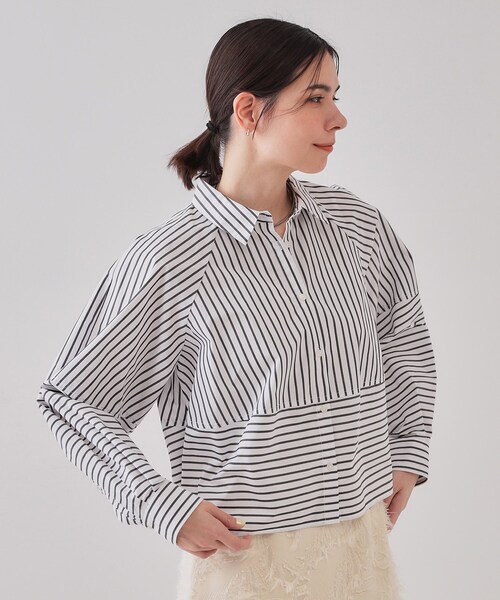 OPAQUE.CLIP（オペークドットクリップ）の「《andGIRL掲載》ストライプフォルムシャツ【洗濯機洗い可】（シャツ/ブラウス・レディース・ホワイト系3/ホワイト系5/ブルー系2・38/40/42）」の22枚目の写真