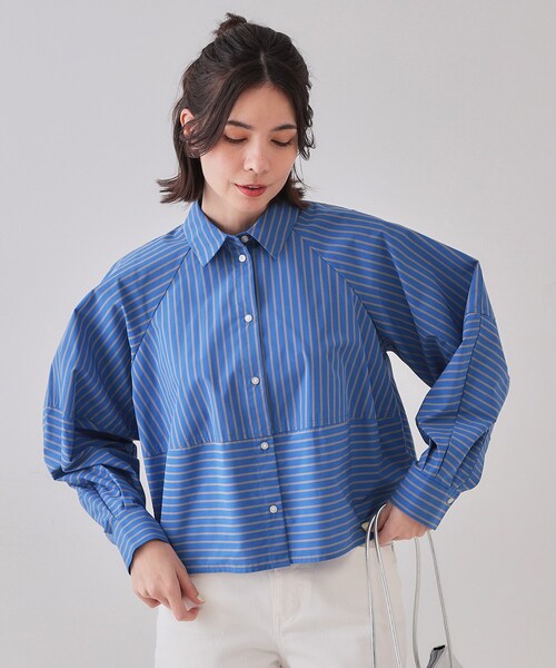 OPAQUE.CLIP（オペークドットクリップ）の「《andGIRL掲載》ストライプフォルムシャツ【洗濯機洗い可】（シャツ/ブラウス・レディース・ホワイト系3/ホワイト系5/ブルー系2・38/40/42）」の15枚目の写真