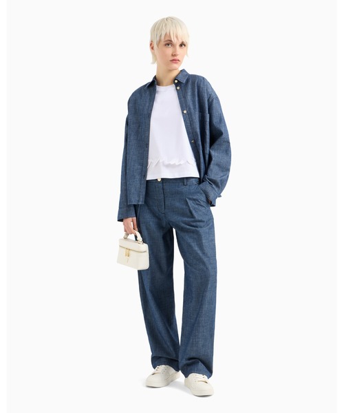 ARMANI EXCHANGE(アルマーニエクスチェンジ)の「【A|X アルマーニ エクスチェンジ】シャンブレー リラックスパンツ(その他パンツ・レディース・ブルー・0/2/4/6)」の3枚目の写真