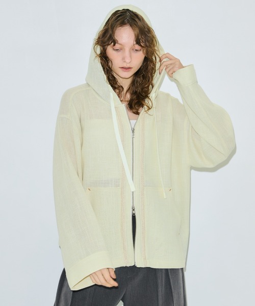 PUBLIC TOKYO（パブリックトウキョウ）の「エンブロイダリーメッシュパーカー（パーカー・レディース・ホワイト/ブラック/ベージュ・FREE）」の2枚目の写真