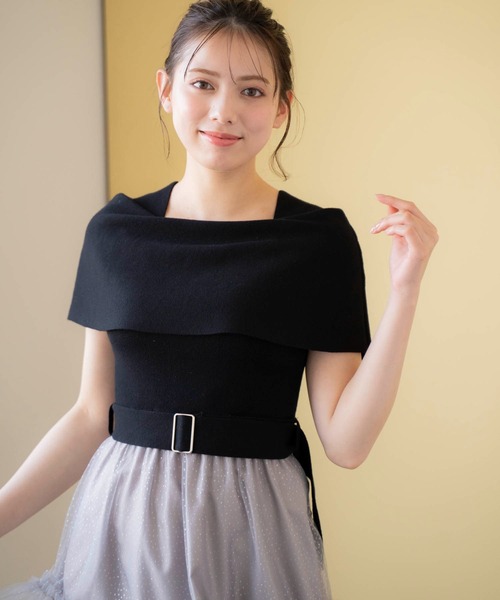 【新品未使用】noela ノエラ チュールケープワンピ Noela ノエラ ケープチュールドッキングワンピ （オフホワイト