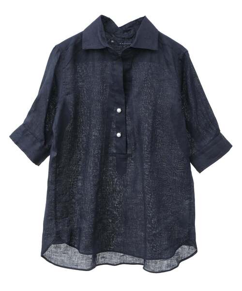 【お値下げ】新品未使用　マルティニーク　五分袖　リネンスキッパーブラウス 定番》五分袖パールスキッパー（シャツ/ブラウス）｜martinique