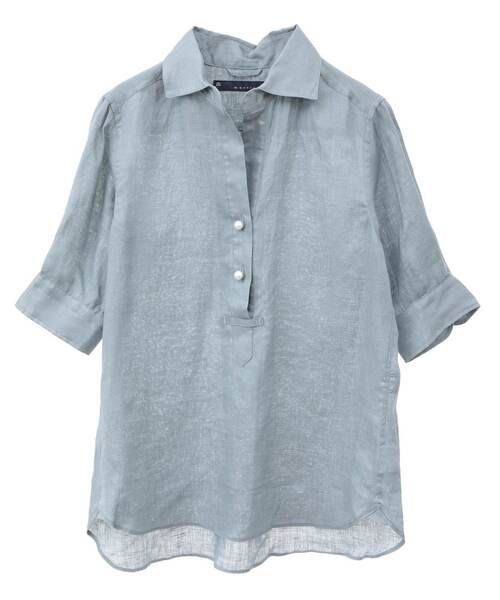 マルティニーク 定番スキッパーシャツ 五分袖 定番》五分袖パールスキッパー（シャツ/ブラウス）｜martinique