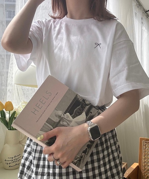 merrylatte(メリーラテ)の「『低身長用サイズあり』 ワンポイント半袖Tシャツ(Tシャツ/カットソー・レディース・ホワイト/A/B/C/D/E・X-SMALL/MEDIUM/SMALL/LARGE)」の1枚目の写真