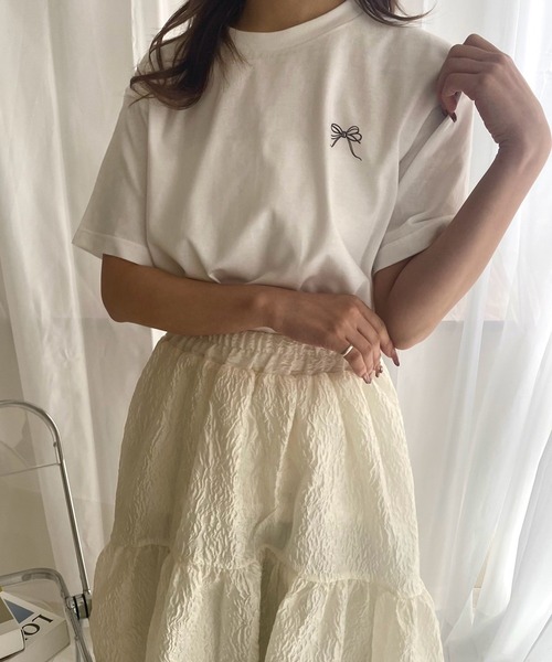 merrylatte(メリーラテ)の「『低身長用サイズあり』 ワンポイント半袖Tシャツ(Tシャツ/カットソー・レディース・ホワイト/A/B/C/D/E・X-SMALL/MEDIUM/SMALL/LARGE)」の5枚目の写真