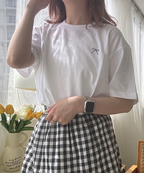 merrylatte(メリーラテ)の「『低身長用サイズあり』 ワンポイント半袖Tシャツ(Tシャツ/カットソー・レディース・ホワイト/A/B/C/D/E・X-SMALL/MEDIUM/SMALL/LARGE)」の7枚目の写真