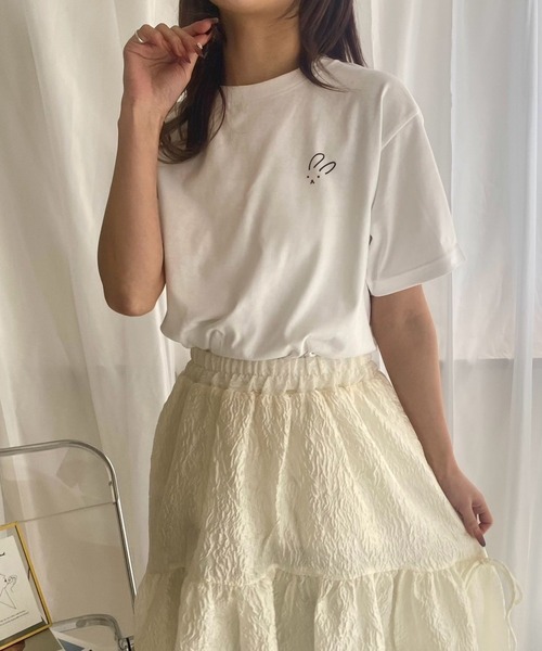 merrylatte(メリーラテ)の「『低身長用サイズあり』 ワンポイント半袖Tシャツ(Tシャツ/カットソー・レディース・ホワイト/A/B/C/D/E・X-SMALL/MEDIUM/SMALL/LARGE)」の9枚目の写真