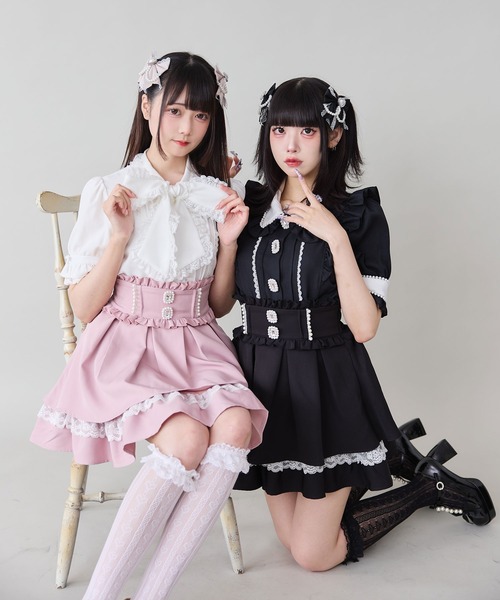 DearMyLove(ディアマイラブ)の「パールビジューフレアハイウエストスカート(スカート・レディース・チェリーピンク/グレー/ブルーグレー/ベビーピンク/ブラック・MEDIUM/LARGE/LL/SMALL)」の10枚目の写真