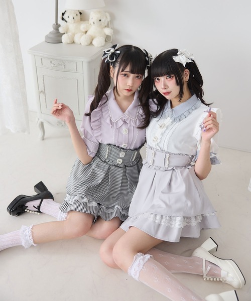 DearMyLove(ディアマイラブ)の「パールビジューフレアハイウエストスカート(スカート・レディース・チェリーピンク/グレー/ブルーグレー/ベビーピンク/ブラック・MEDIUM/LARGE/LL/SMALL)」の20枚目の写真