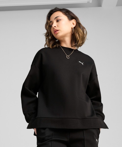 PUMA（プーマ）の「PUMA プーマ ウィメンズ ワードローブ ESS オーバーサイズ クルースウェット（スウェット・レディース・オフホワイト/ブラック・MEDIUM/SMALL/X-LARGE/LARGE）」の2枚目の写真
