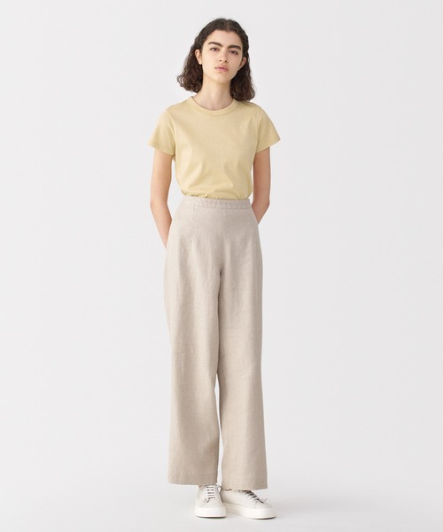 MUJI Labo(ムジラボ)の「〔MUJI Labo〕婦人 リネン混半袖Tシャツ(Tシャツ/カットソー・レディース・オフホワイト/ダークグレー/イエロー系/ネイビー・S/M/L/XL)」の4枚目の写真
