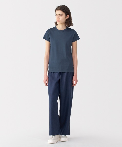 MUJI Labo(ムジラボ)の「〔MUJI Labo〕婦人 リネン混半袖Tシャツ(Tシャツ/カットソー・レディース・オフホワイト/ダークグレー/イエロー系/ネイビー・S/M/L/XL)」の3枚目の写真