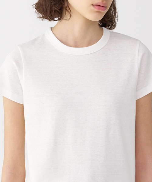 MUJI Labo(ムジラボ)の「〔MUJI Labo〕婦人 リネン混半袖Tシャツ(Tシャツ/カットソー・レディース・オフホワイト/ダークグレー/イエロー系/ネイビー・S/M/L/XL)」の8枚目の写真