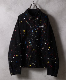 NUMBER (N)INE(io[iC)HAND PAINTED CHAIN STITCH LOGO SHORT ZIP-UP BLOUSON / nhyCg `F[Xeb` ShJ V[g Wbvu](u])