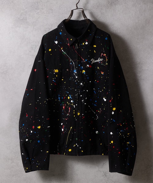 NUMBER (N)INE（ナンバーナイン）の「HAND PAINTED CHAIN STITCH LOGO SHORT ZIP-UP BLOUSON / ハンドペイント チェーンステッチ ロゴ刺繍 ショート ジップブルゾン（ブルゾン・メンズ・アイボリー/ブラック・4/3/2）」の19枚目の写真