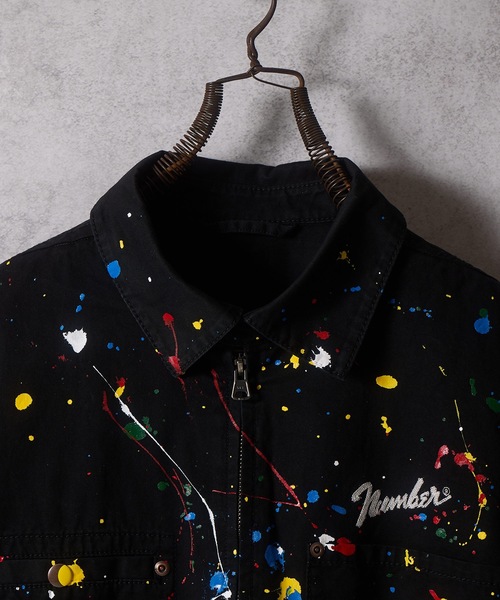 NUMBER (N)INE（ナンバーナイン）の「HAND PAINTED CHAIN STITCH LOGO SHORT ZIP-UP BLOUSON / ハンドペイント チェーンステッチ ロゴ刺繍 ショート ジップブルゾン（ブルゾン・メンズ・アイボリー/ブラック・4/3/2）」の20枚目の写真