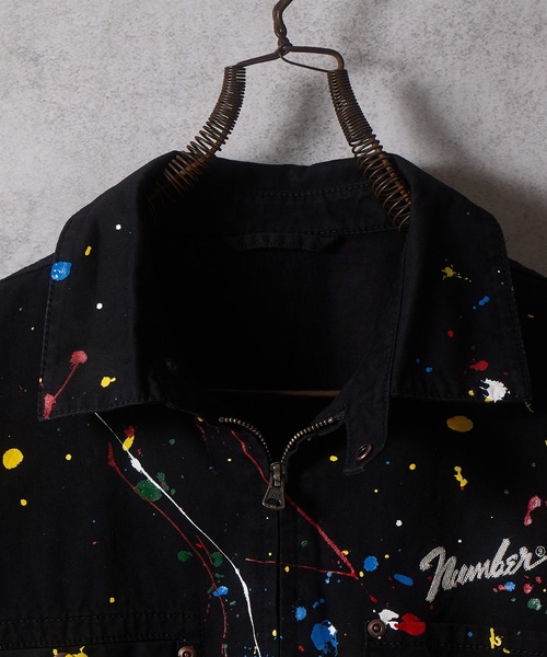 HAND PAINTED CHAIN STITCH LOGO SHORT ZIP-UP BLOUSON / ハンド