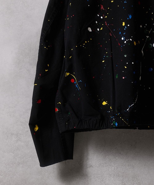 HAND PAINTED CHAIN STITCH LOGO SHORT ZIP-UP BLOUSON / ハンド