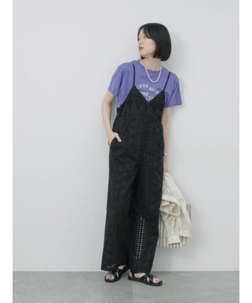 Samansa Mos2 blue（サマンサモスモスブルー）の「カットワークサロペット（その他パンツ・レディース・オフホワイト/ブラック・F）」の10枚目の写真