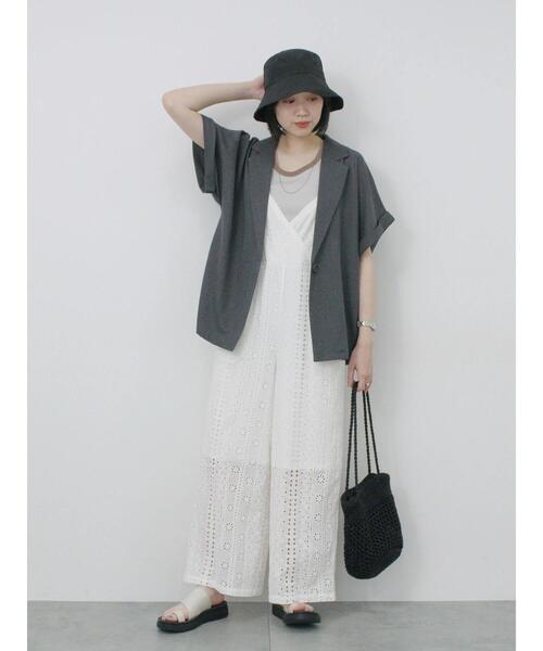 Samansa Mos2 blue（サマンサモスモスブルー）の「カットワークサロペット（その他パンツ・レディース・オフホワイト/ブラック・F）」の7枚目の写真