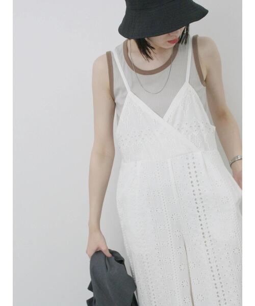 Samansa Mos2 blue（サマンサモスモスブルー）の「カットワークサロペット（その他パンツ・レディース・オフホワイト/ブラック・F）」の5枚目の写真