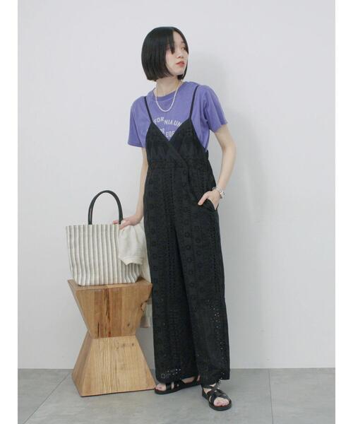 Samansa Mos2 blue（サマンサモスモスブルー）の「カットワークサロペット（その他パンツ・レディース・オフホワイト/ブラック・F）」の14枚目の写真